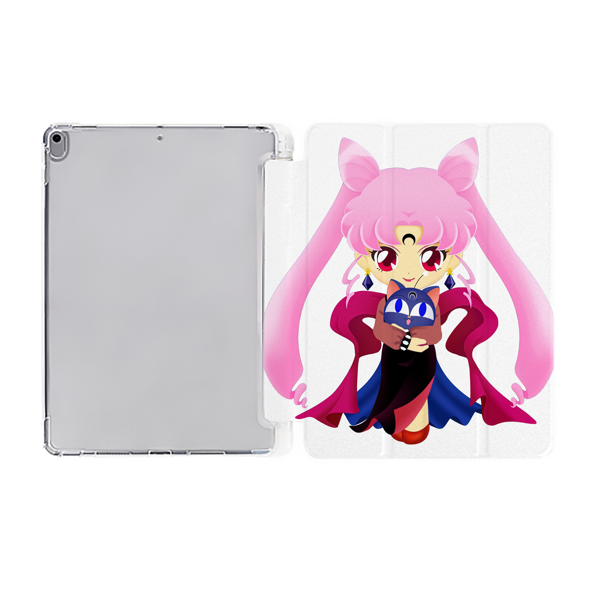 （画像用） 美少女戦士セーラームーン ちびうさ Sailor Moon Chibiusa Tsukino Usagi Small Lady Serenity IPad ケース ペン収納付き 三つ折りスタンド PUレザー×シリコン 対応機種9.5/10.5/10.9インチ